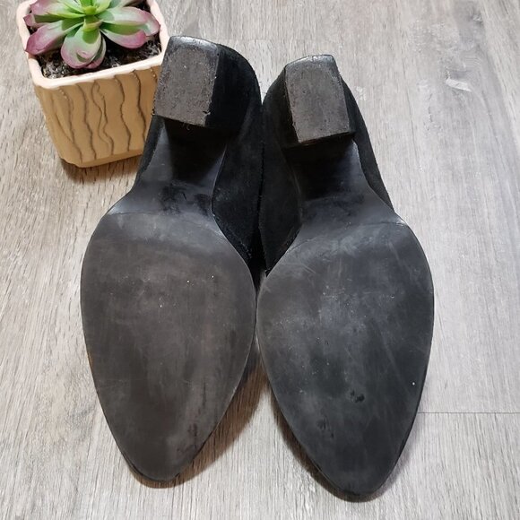 Zara Black Suede  Cowboy Western Booties Sz 41 - Picture 7 of 11